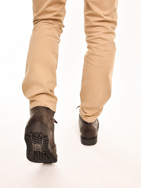 830МТ Ботинки мужские, коричневые, натуральная кожа, натуральный мех