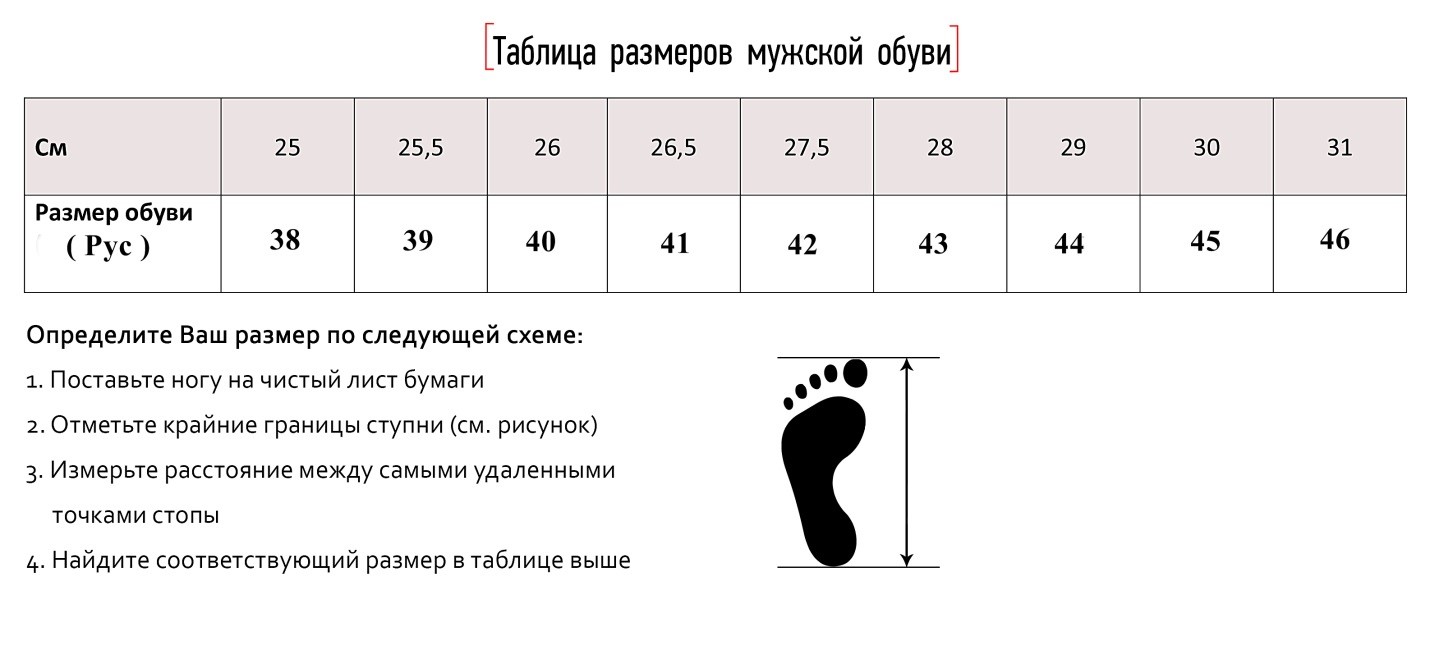 Размер стопы 27.5 см какой размер обуви мужской